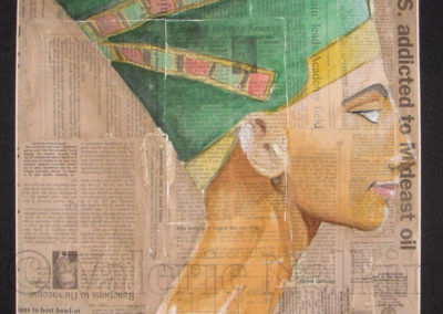 Nefertiti - Watercolor On Newspaper